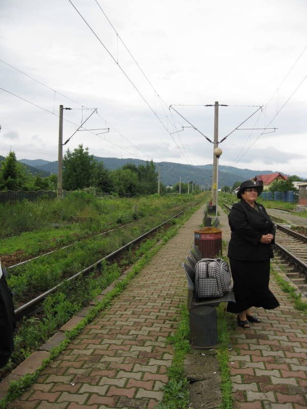 The train station platform in Gura Humorului, Romania.