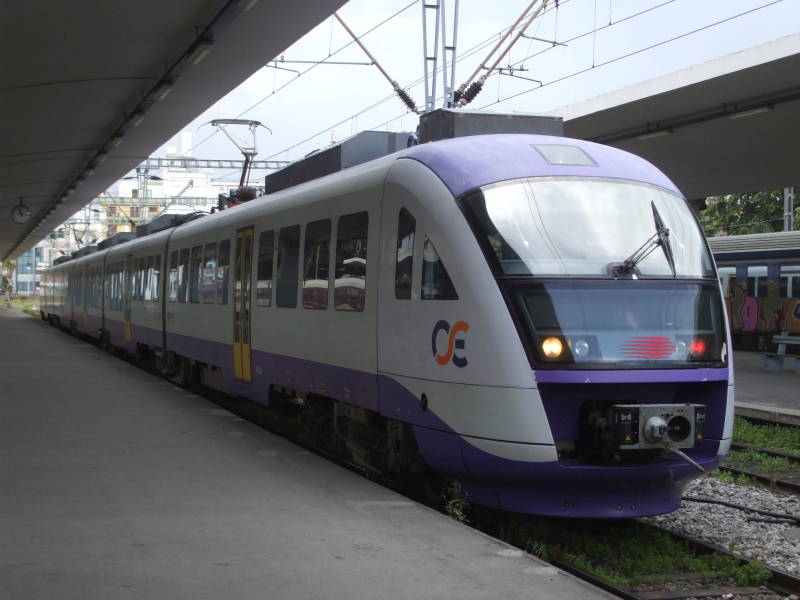Modern electric train used on shorter Greek rail trips.