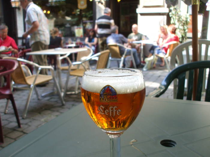 Leffe beer at a neighborhood cafe in Brussels.