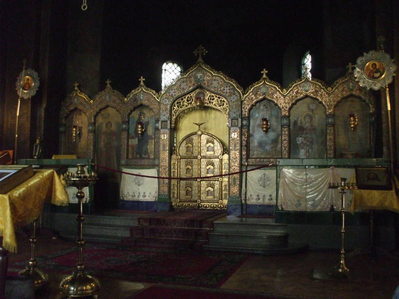 Interior of Church of Saint Nicholas in Sofia, Bulgaria.  Iconostasis.