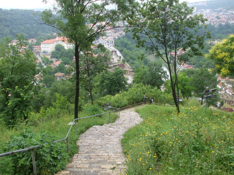 Returning from Tsarevets Fortress to central Veliko Tarnovo, Bulgaria.