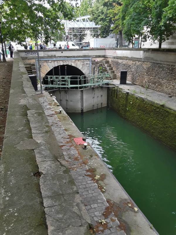 Villette Locks along the Canal Saint-Martin in the 10th arrondissement in Paris.