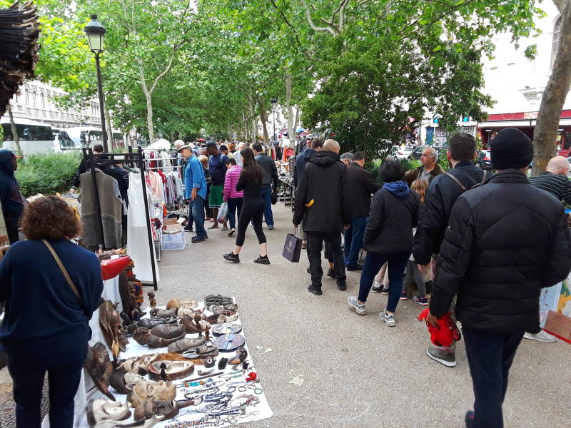 Informal market along Boulevard de Rochechouart in the 9th arrondissement in Paris.