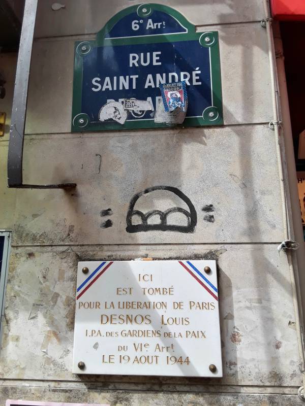 French resistance marker near Place Saint-Michel in Paris.