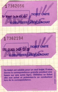 Marseille subway tickets.