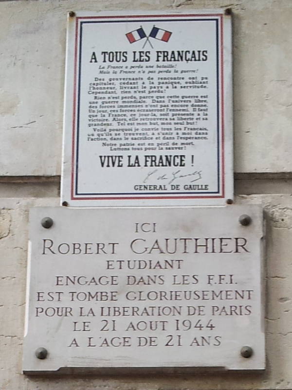 World War II memorial in the Latin Quarter of Paris.
