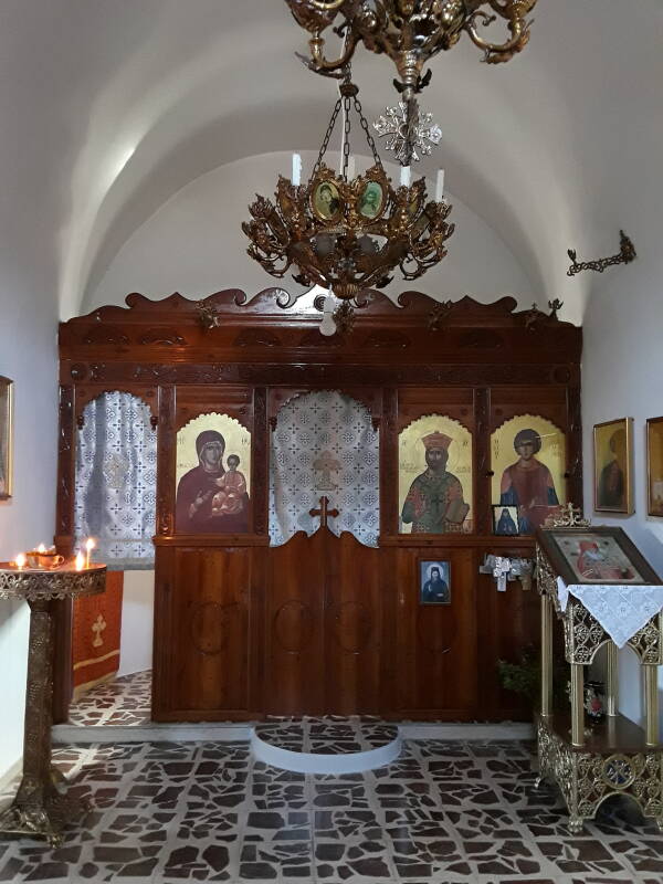 Iconostasis in the small church below the monastery.