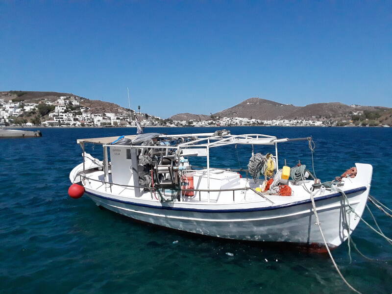 Fishing boat in the harbor at Skala on Patmos.
