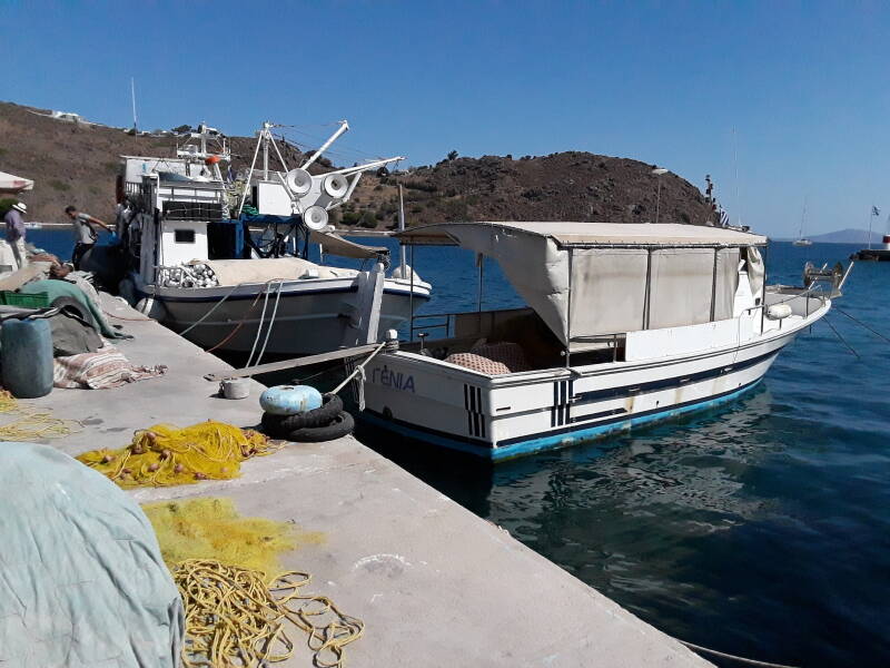 Fishing boat in the harbor at Skala on Patmos.