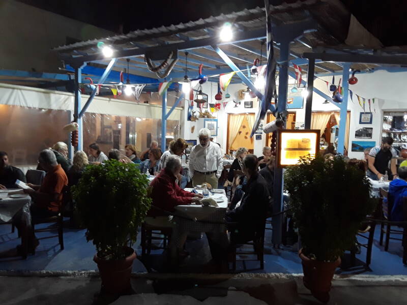 Taverna in the evening in Skala on Patmos.