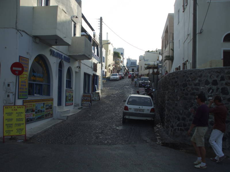 Walking from Pension Petros, a nice small hotel to the center of Fira, the main town of Santorini.