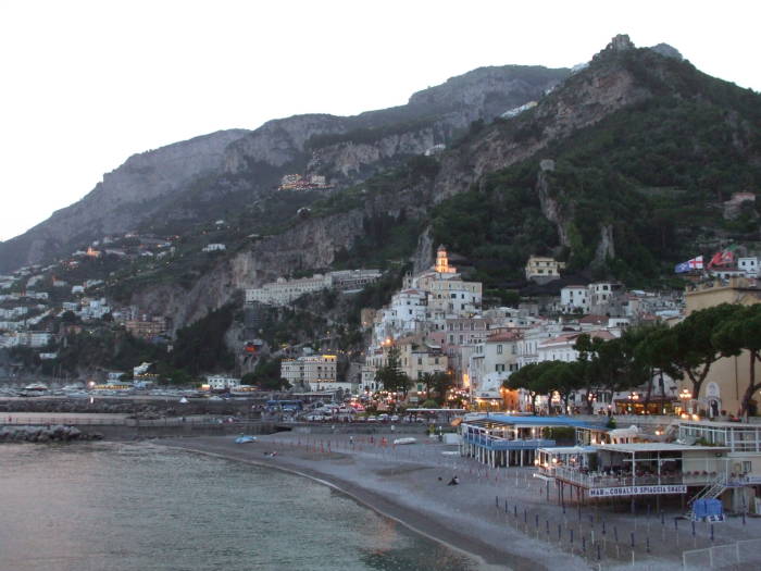 Looking across Amalfi from the coast road near the point.