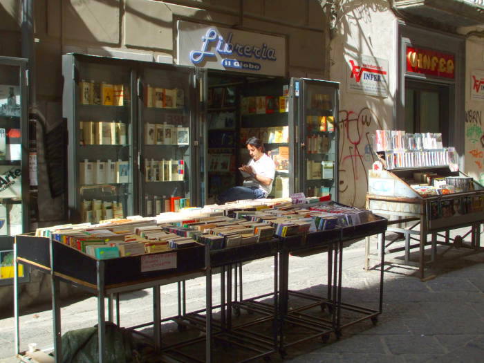 A small bookstore near the university in Naples.