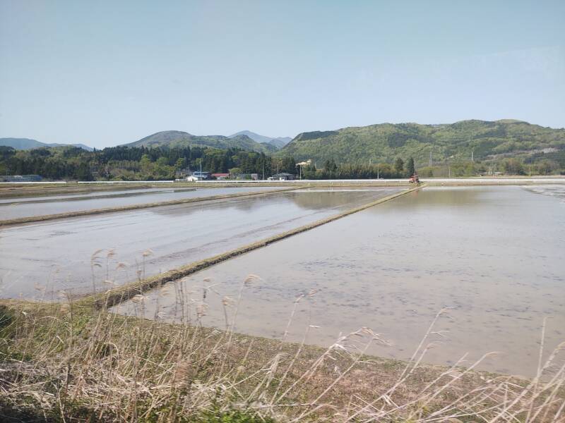 Rice paddies along the Ban-Etsusai Line from Kōriyama Station to Aizu-Wakamatsu.