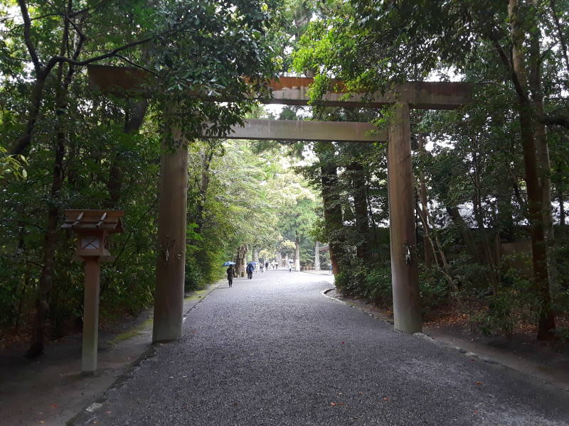 Passing through a torii on our way into the Outer Shrine at Ise.