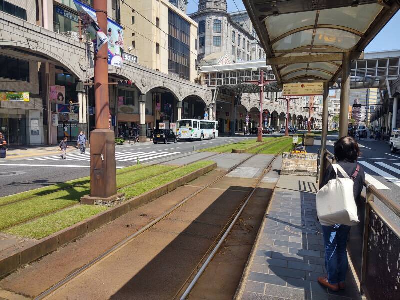Kagoshima City has grass within its tram tracks.