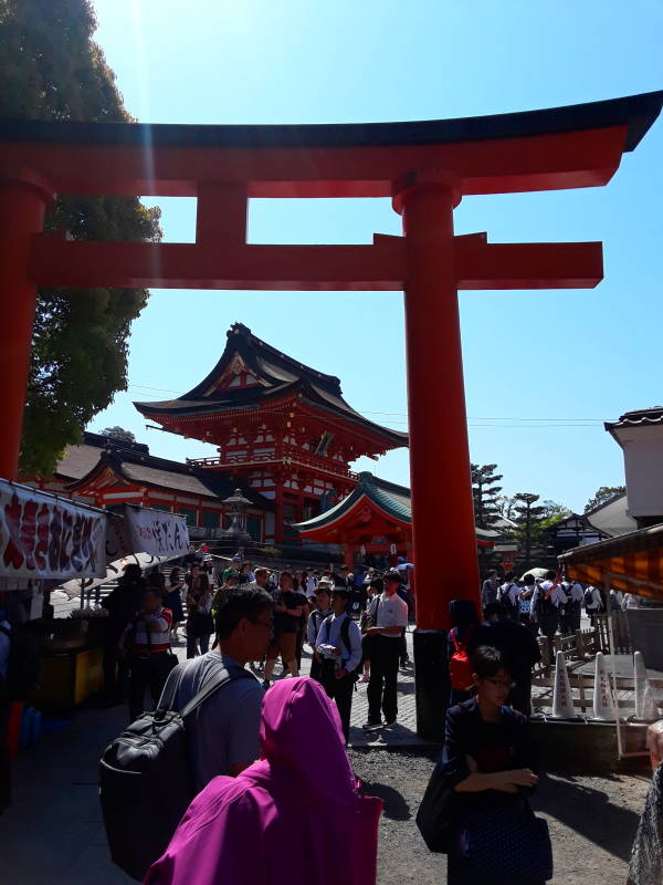 Torii at entrance to Fushimi Inari-taisha shrine.