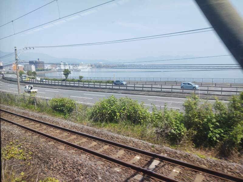On board the Sonic Limited Express train from Ōita to Kokura Station.
