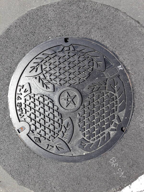 Custom manhole cover in Nagasaki.