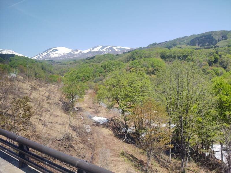 View from the bus from Tsuruoka through the mountains to Yamagata.