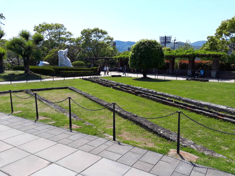 Ruins of the Urakami Prison at the Peace Park Park in Nagasaki.