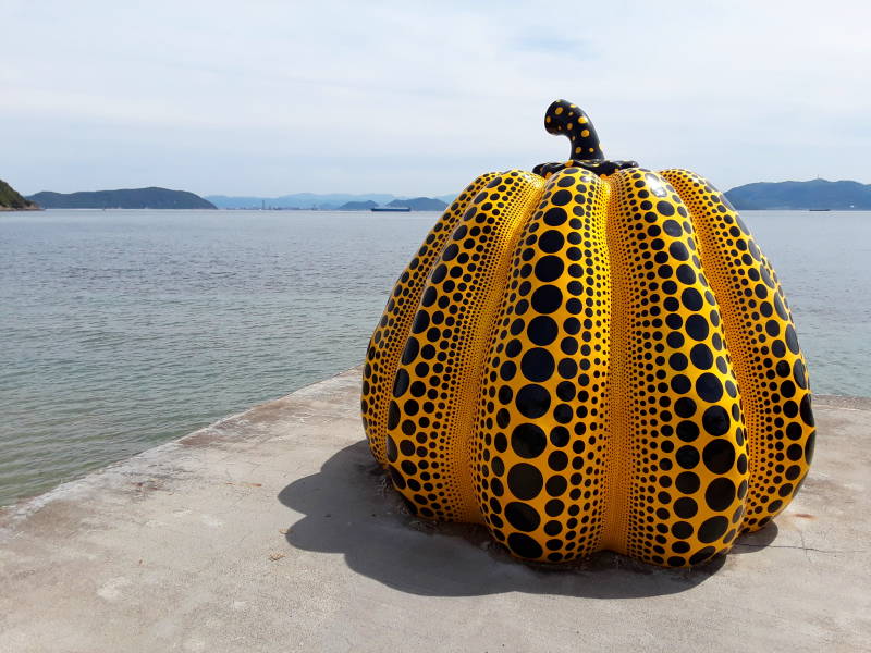 Yayoi Kusuma 'Yellow Pumpkin' near the Benesse hotel on Naoshima.
