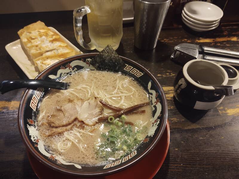 Gyoza and ramen dinner after a long day of walking.
