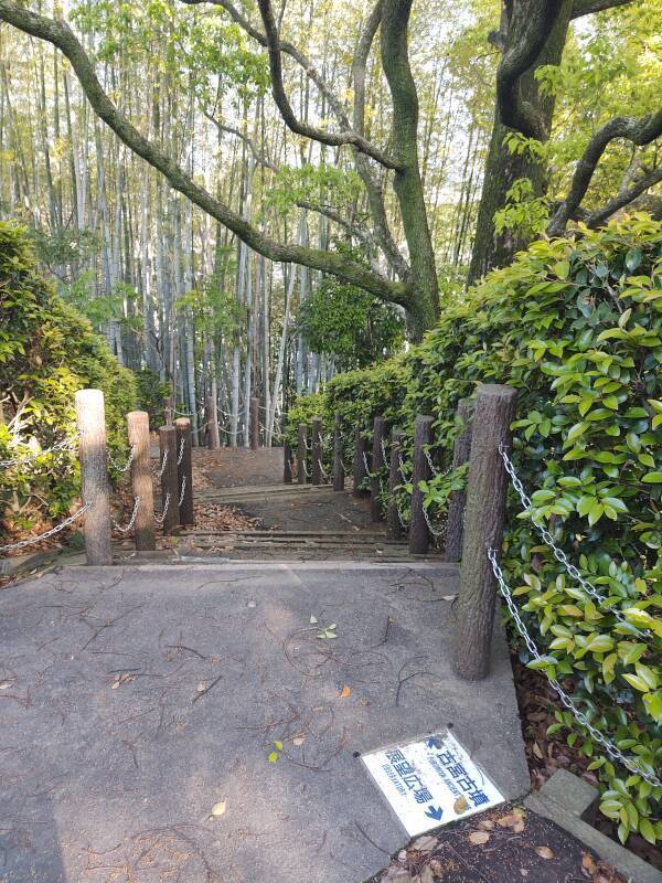 Staircase leading down from observation platform to the Furumiya tomb.