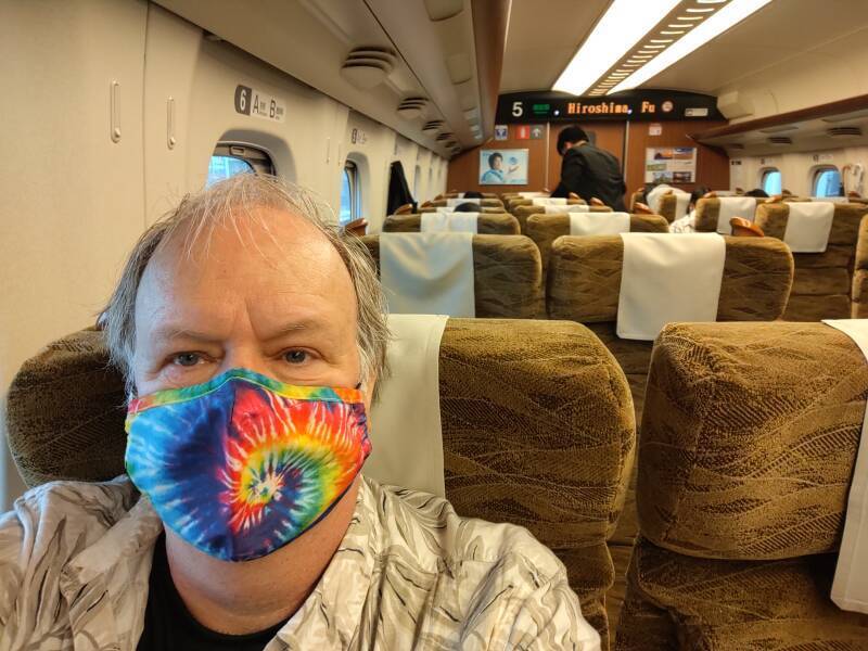 Me on board the Shinkansen from Kagoshima to Kokura.