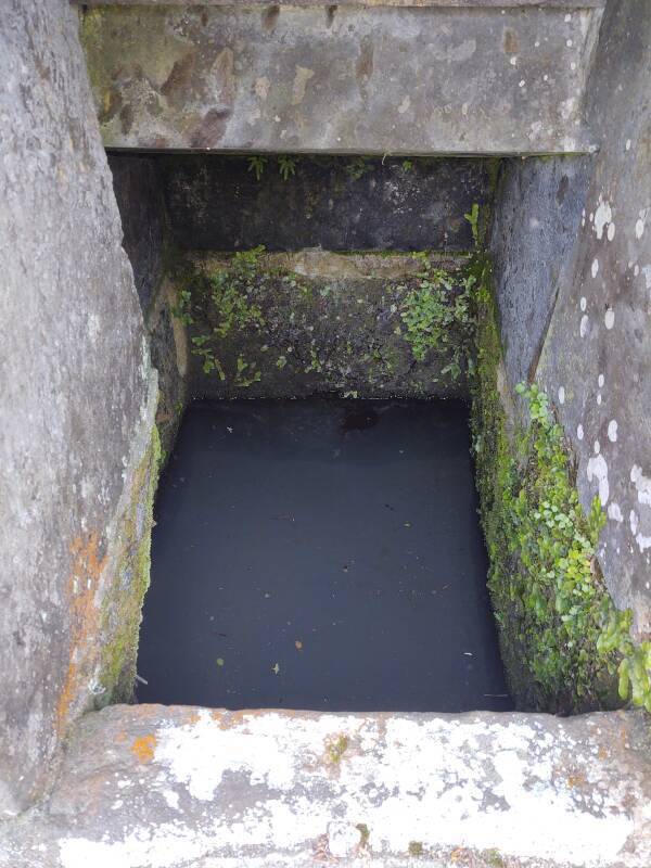 Looking down into Kesho-no-ido, the 'Well of Beauty' where Princess Tamatsu washed her face and became beautiful.