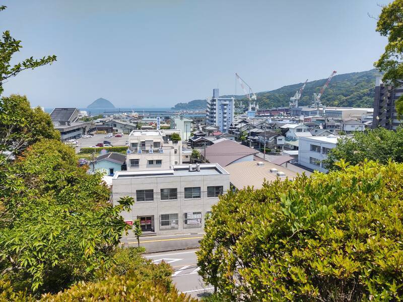 View from Usuki Castle over the harbor and into the Bungo Strait beyond.