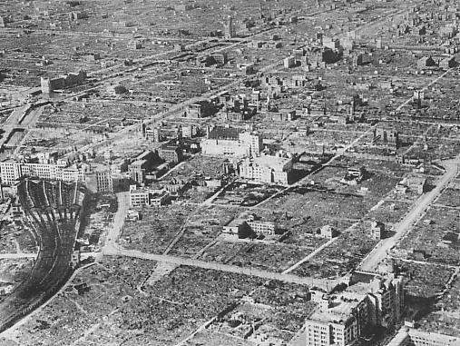 Namba Station and surrounding area of Osaka in 1945.