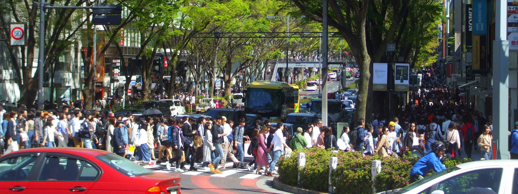 Shoppers on Omotesandō in the Harajuku district in Tōkyō.