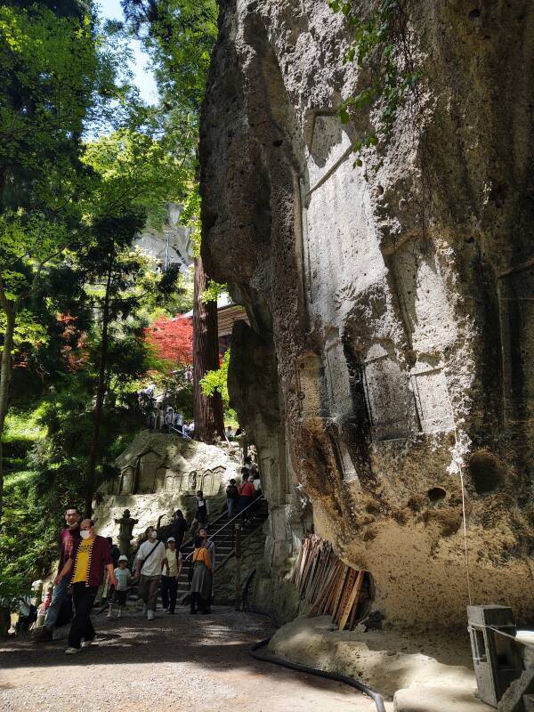 Mida Hora rock face shaped like the Amitabha Buddha along the thousand stone steps at Yamadera.