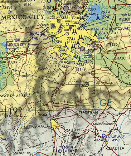 Aeronautical ONC map J-24 showing Tepoztlán, central Mexico.