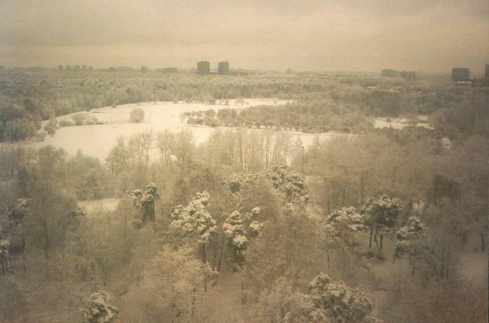Snowy view across Moscow