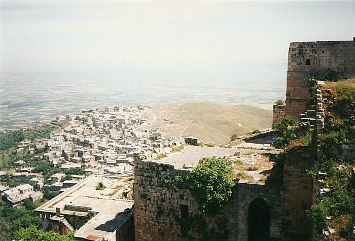 A view north from Krac des Chevaliers toward the northern mountains of Lebanon.