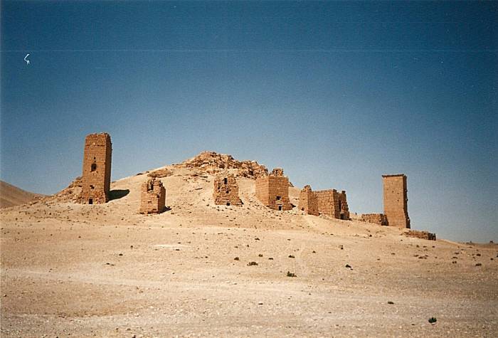 Funerary towers in the Valley of the Tombs at Palmyra, Syria.