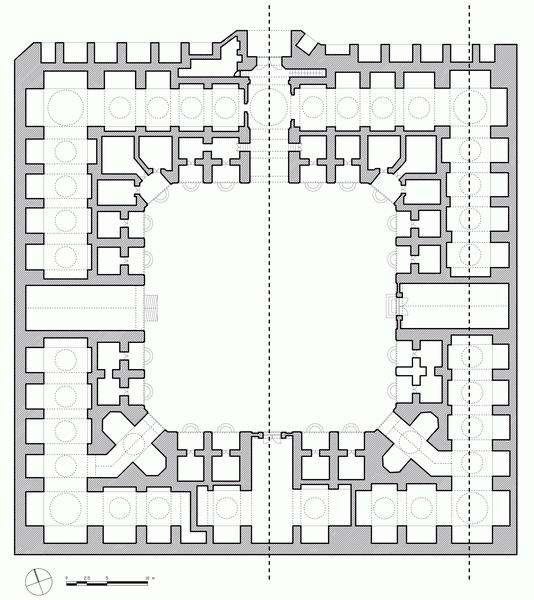Floor plan of a Safavid caravanserai from https://en.wikipedia.org/wiki/Caravanserai