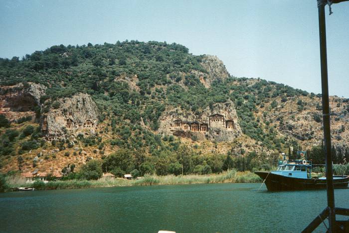 Lycian tombs overlooking Köyceğiz Gölü near Dalyan, Turkey.