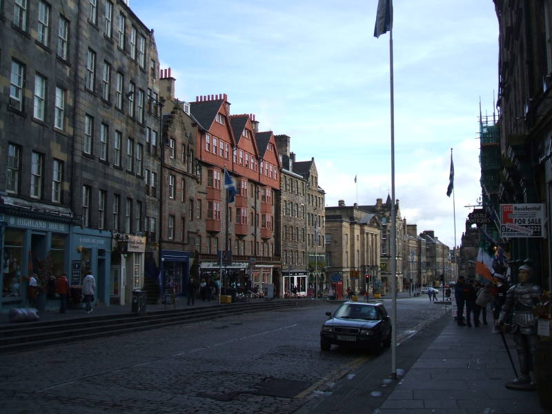 On the Royal Mile in Edinburgh, between the Castle and Parliament.
