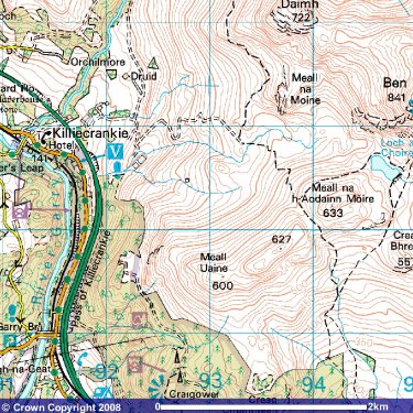 Trekking through the Scottish Highlands:  Mountain path near Pitlochry, Scotland.