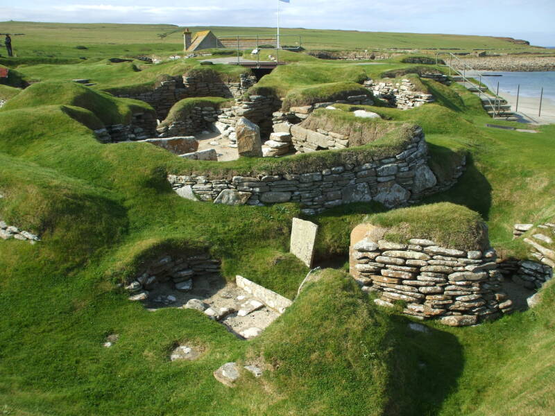 Skara Brae Neolithic settlement beside the Bay of Skaill in the Orkney Islands