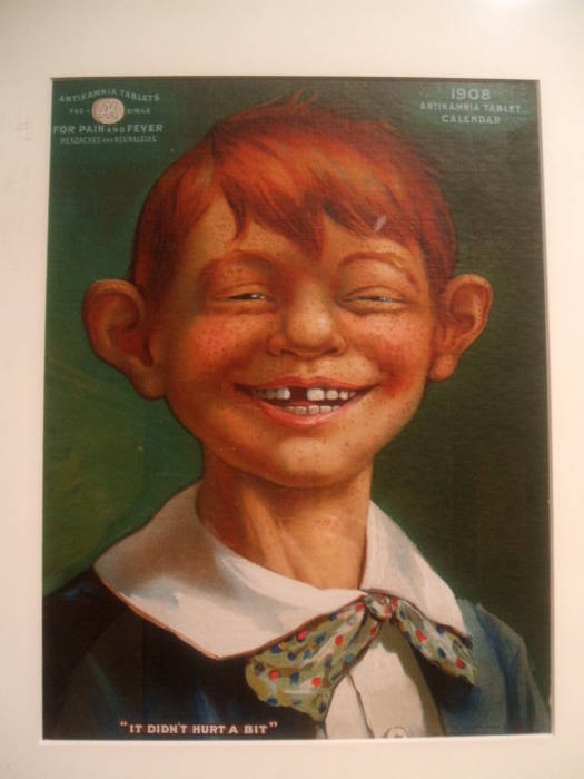 Mad Magazine's Alfred E Neuman in a tooth powder advertisement from 1908.