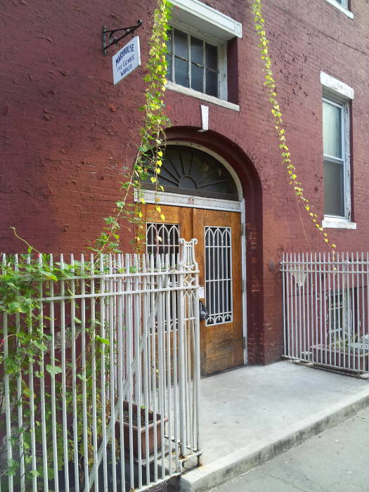 Exterior of the 'Mary House' of the Catholic Worker organization, at 55 East 3rd Street in the East Village of New York.