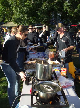 Pig roast at the Purdue football game tailgate.