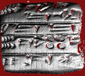 Rendered range map of cuneiform tablet.
