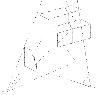 Drawing of single-plane structured-light range sensor.