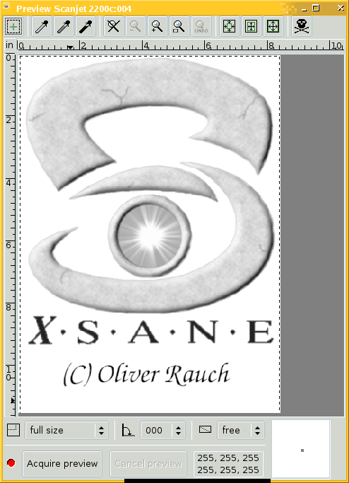 XSane preview window.