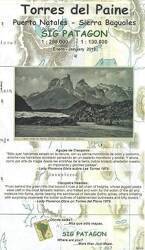 Torres del Paine, Topographic Road and Hiking Map, Puerto Natales to Sierra Baguales.